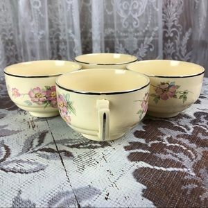 Set of 4 Vintage 30s Homer Laughlin Century Briar Rose Tea Cups Made in USA